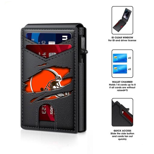 Cleveland Browns – Football RFID Blocking Pop Up Card Holder, Fashion Card Case Wallet - Image 3
