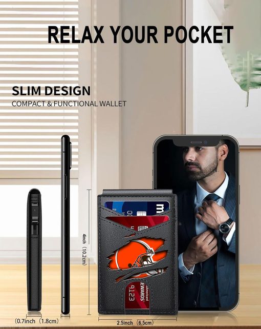 Cleveland Browns – Football RFID Blocking Pop Up Card Holder, Fashion Card Case Wallet - Image 4