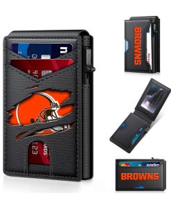 Cleveland Browns – Football RFID Blocking Pop Up Card Holder, Fashion Card Case Wallet