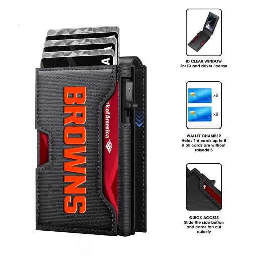 Cleveland Browns – Football RFID Blocking Pop Up Card Holder, Fashion Card Case Wallet - Image 6