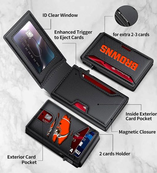 Cleveland Browns – Football RFID Blocking Pop Up Card Holder, Fashion Card Case Wallet - Image 8
