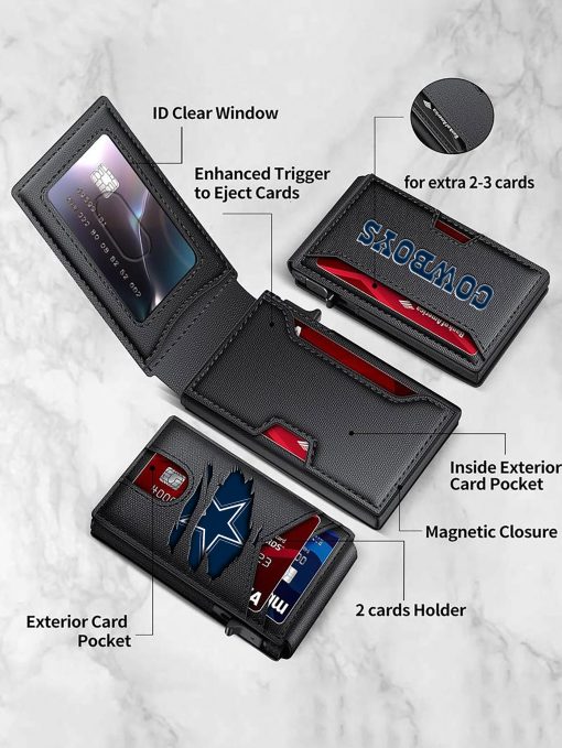 Dallas Cowboys – Custom Football RFID Blocking Pop Up Card Holder, Fashion Card Case Wallet - Image 2