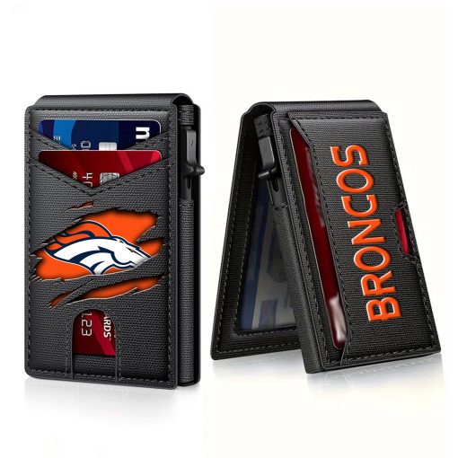 Denver Broncos – Football RFID Blocking Pop Up Card Holder, Fashion Card Case Wallet - Image 3