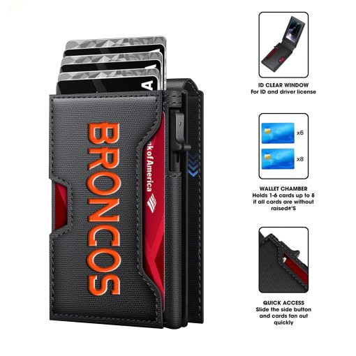 Denver Broncos – Football RFID Blocking Pop Up Card Holder, Fashion Card Case Wallet - Image 4
