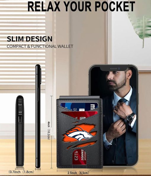 Denver Broncos – Football RFID Blocking Pop Up Card Holder, Fashion Card Case Wallet - Image 7