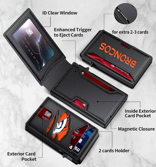 Denver Broncos – Football RFID Blocking Pop Up Card Holder, Fashion Card Case Wallet - Image 8