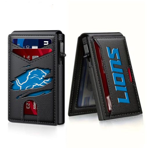 Detroit Lions – Custom Football RFID Blocking Pop Up Card Holder, Fashion Card Case Wallet - Image 6
