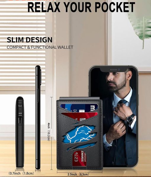 Detroit Lions – Custom Football RFID Blocking Pop Up Card Holder, Fashion Card Case Wallet - Image 7