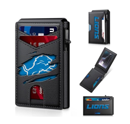 Detroit Lions – Custom Football RFID Blocking Pop Up Card Holder, Fashion Card Case Wallet - Image 8