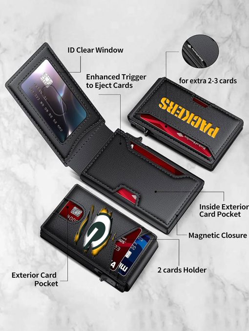 Green Bay Packers – Custom Football RFID Blocking Pop Up Card Holder, Fashion Card Case Wallet - Image 6