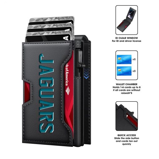 Jacksonville Jaguars – Football RFID Blocking Pop Up Card Holder, Fashion Card Case Wallet - Image 5