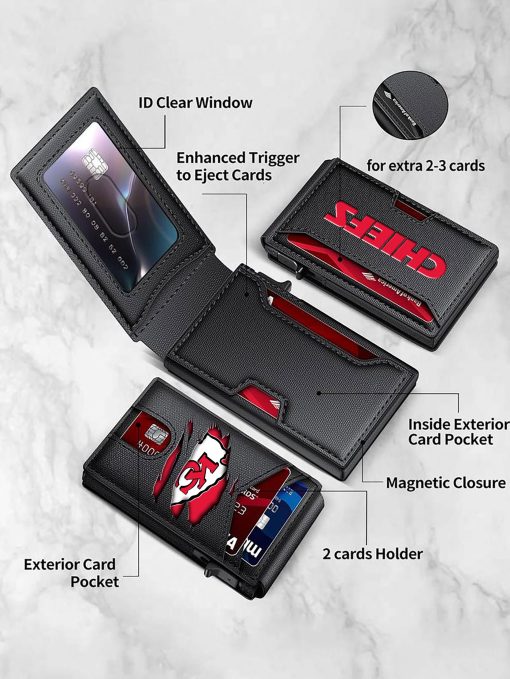 Kansas City Chiefs – Personalized Football RFID Blocking Pop Up Card Holder, Fashion Card Case Wallet - Image 6