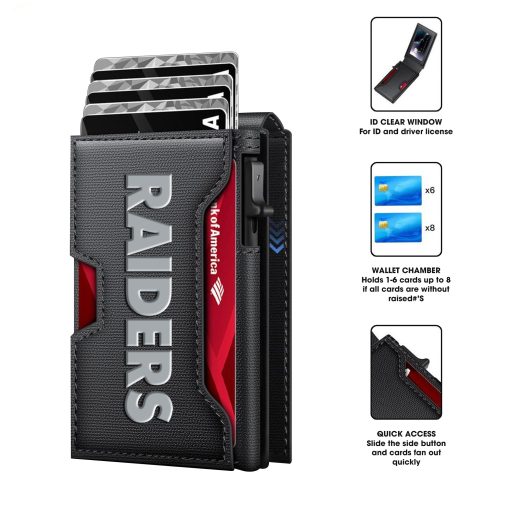 Las Vegas Raiders – Football RFID Blocking Pop Up Card Holder, Fashion Card Case Wallet - Image 4