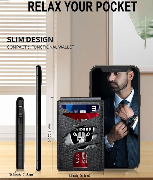 Las Vegas Raiders – Personalized Football RFID Blocking Pop Up Card Holder, Fashion Card Case Wallet - Image 5