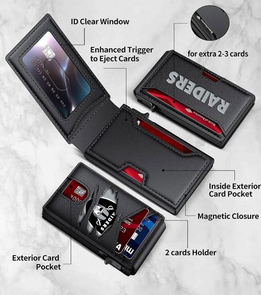 Las Vegas Raiders – Personalized Football RFID Blocking Pop Up Card Holder, Fashion Card Case Wallet - Image 6