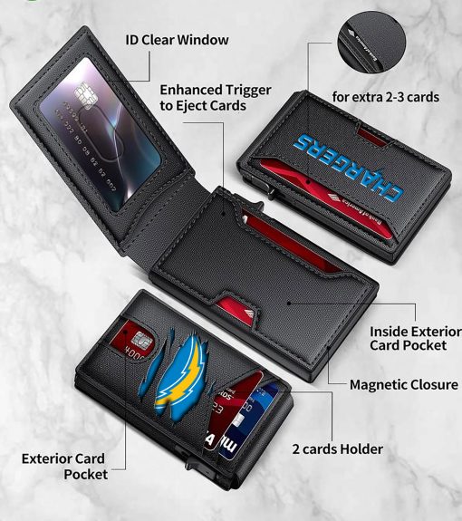 Los Angeles Chargers – Football RFID Blocking Pop Up Card Holder, Fashion Card Case Wallet - Image 7
