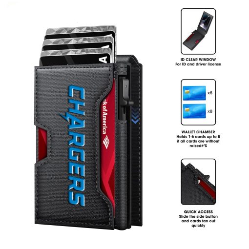 Los Angeles Chargers – Football RFID Blocking Pop Up Card Holder, Fashion Card Case Wallet - Image 8