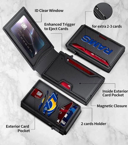 Los Angeles Rams – Custom Football RFID Blocking Pop Up Card Holder, Fashion Card Case Wallet - Image 8