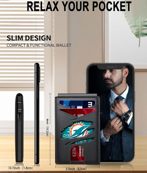 Miami Dolphins – Personalized Football RFID Blocking Pop Up Card Holder, Fashion Card Case Wallet - Image 4