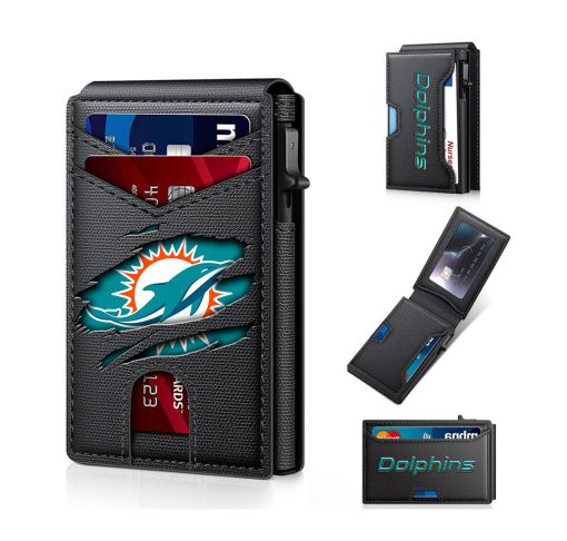 Miami Dolphins – Personalized Football RFID Blocking Pop Up Card Holder, Fashion Card Case Wallet - Image 6
