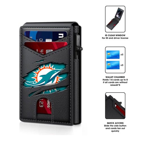 Miami Dolphins – Personalized Football RFID Blocking Pop Up Card Holder, Fashion Card Case Wallet - Image 7