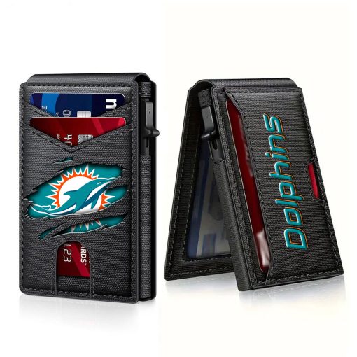 Miami Dolphins – Personalized Football RFID Blocking Pop Up Card Holder, Fashion Card Case Wallet - Image 8