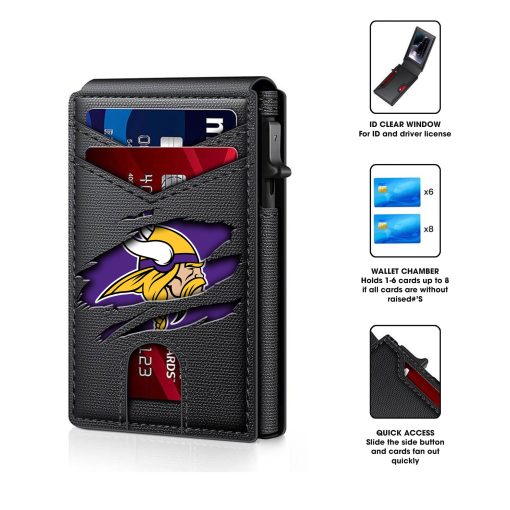 Minnesota Vikings – Football RFID Blocking Pop Up Card Holder, Fashion Card Case Wallet - Image 4