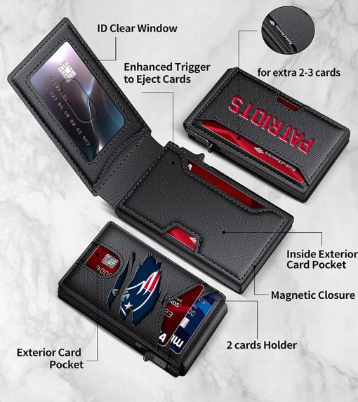 New England Patriots – Personalized Football RFID Blocking Pop Up Card Holder, Fashion Card Case Wallet - Image 5