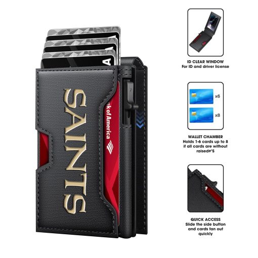New Orleans Saints – Football RFID Blocking Pop Up Card Holder, Fashion Card Case Wallet - Image 5