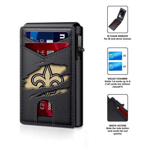 New Orleans Saints – Football RFID Blocking Pop Up Card Holder, Fashion Card Case Wallet - Image 4