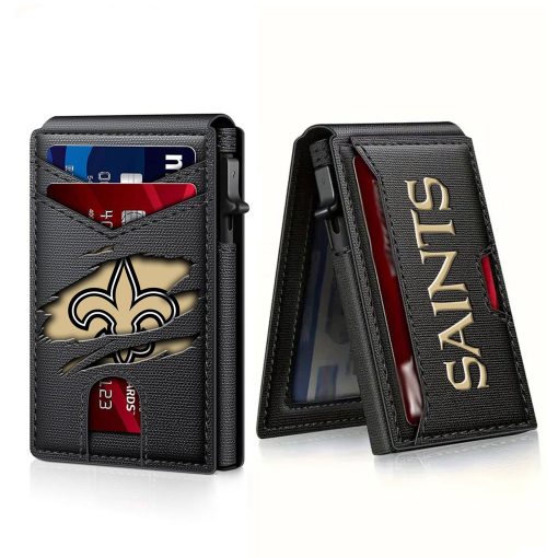 New Orleans Saints – Football RFID Blocking Pop Up Card Holder, Fashion Card Case Wallet - Image 8