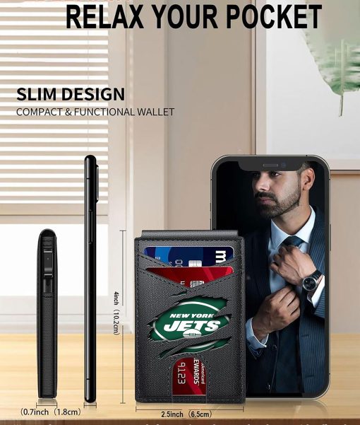 New York Jets – Football RFID Blocking Pop Up Card Holder, Fashion Card Case Wallet - Image 3