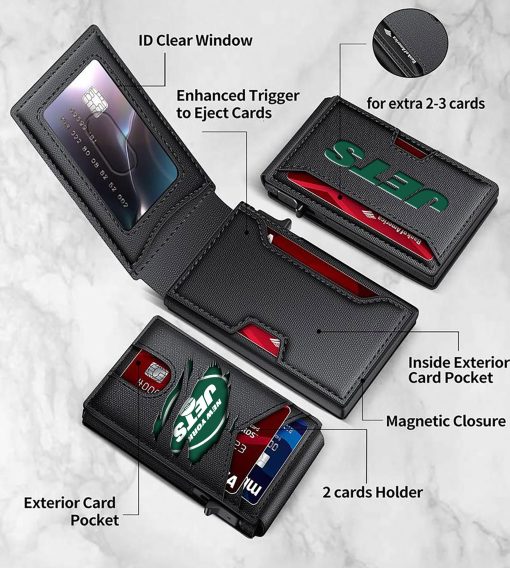 New York Jets – Football RFID Blocking Pop Up Card Holder, Fashion Card Case Wallet - Image 7