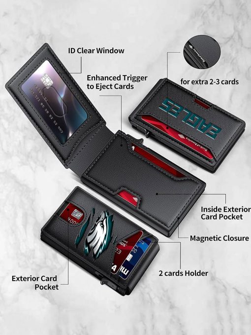 Philadelphia Eagles – Personalized Football RFID Blocking Pop Up Card Holder, Fashion Card Case Wallet - Image 3