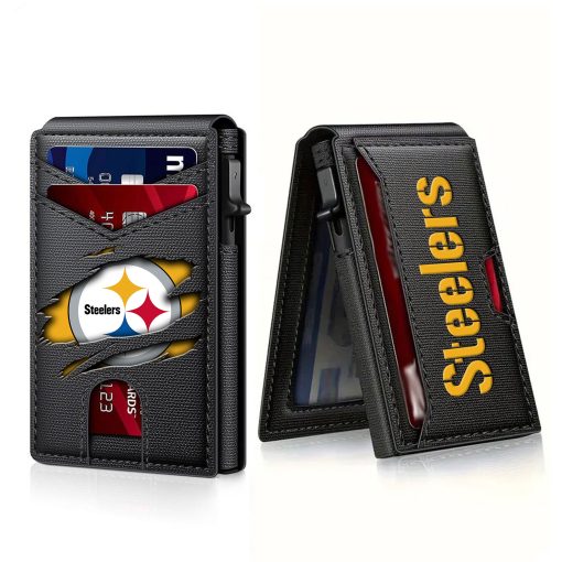 Pittsburgh Steelers – Personalized Football RFID Blocking Pop Up Card Holder, Fashion Card Case Wallet - Image 4