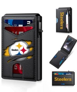 Pittsburgh Steelers – Football RFID Blocking Pop Up Card Holder, Fashion Card Case Wallet