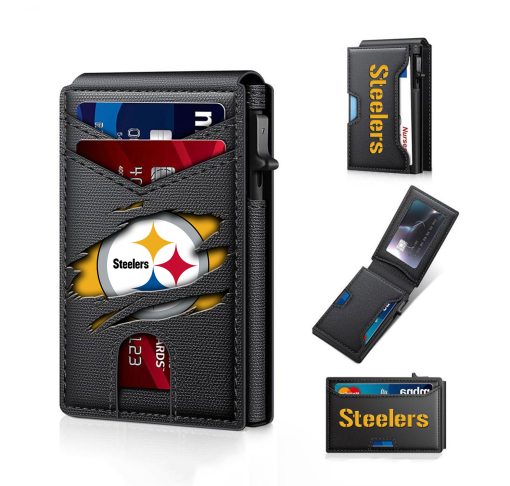 Pittsburgh Steelers – Personalized Football RFID Blocking Pop Up Card Holder, Fashion Card Case Wallet - Image 6
