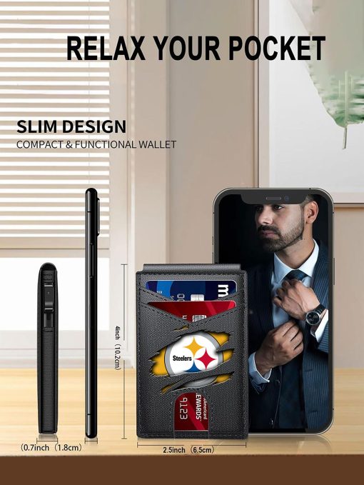 Pittsburgh Steelers – Personalized Football RFID Blocking Pop Up Card Holder, Fashion Card Case Wallet - Image 7