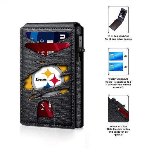 Pittsburgh Steelers – Personalized Football RFID Blocking Pop Up Card Holder, Fashion Card Case Wallet - Image 8