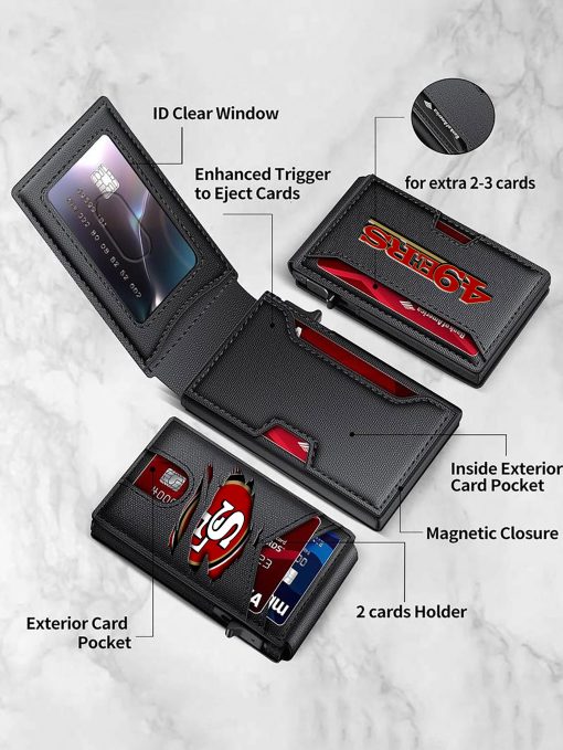 San Francisco 49ers – Custom Football RFID Blocking Pop Up Card Holder, Fashion Card Case Wallet - Image 3