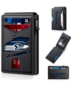 Seattle Seahawks – Football RFID Blocking Pop Up Card Holder, Fashion Card Case Wallet