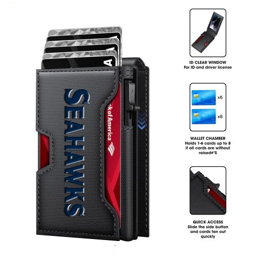 Seattle Seahawks – Football RFID Blocking Pop Up Card Holder, Fashion Card Case Wallet - Image 5