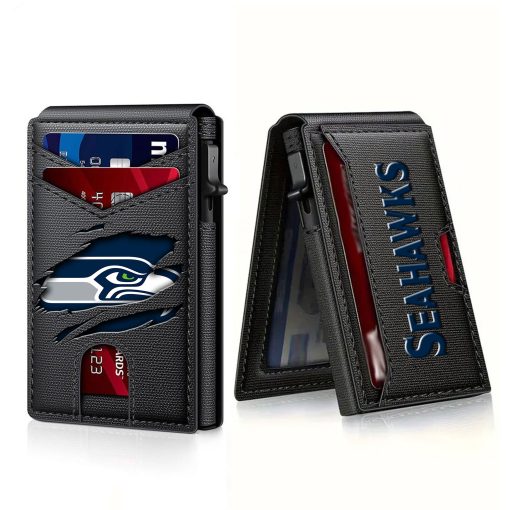 Seattle Seahawks – Football RFID Blocking Pop Up Card Holder, Fashion Card Case Wallet - Image 8
