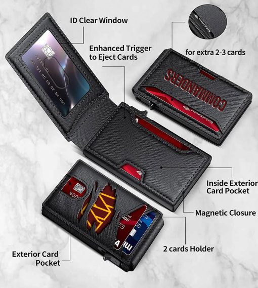 Washington Commanders – Football RFID Blocking Pop Up Card Holder, Fashion Card Case Wallet - Image 8