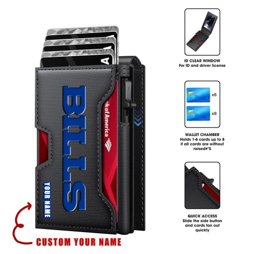 Buffalo Bills – Personalized Football RFID Blocking Pop Up Card Holder, Fashion Card Case Wallet