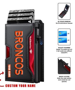 Denver Broncos – Personalized Football RFID Blocking Pop Up Card Holder, Fashion Card Case Wallet