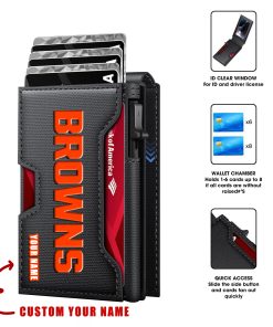 Cleveland Browns – Personalized Football RFID Blocking Pop Up Card Holder, Fashion Card Case Wallet