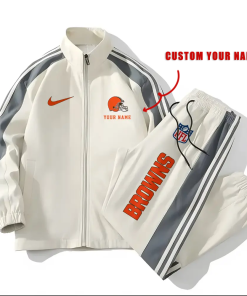 Cleveland Browns Football Unisex Style Versatile Sports Set Jacket And Pants Ver 2
