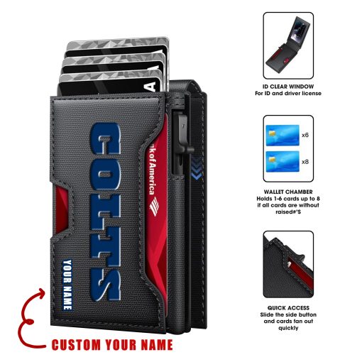 Indianapolis Colts – Personalized Football RFID Blocking Pop Up Card Holder, Fashion Card Case Wallet