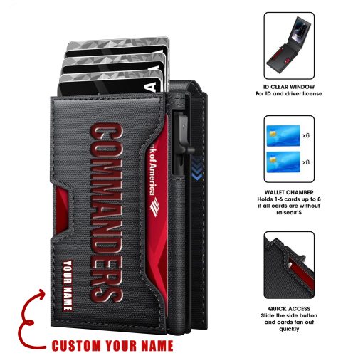Washington Commanders – Personalized Football RFID Blocking Pop Up Card Holder, Fashion Card Case Wallet